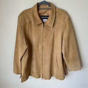 Vintage Terry Lewis Tan Beige Leather Suede Full Zip Jacket Men’s Size 2X